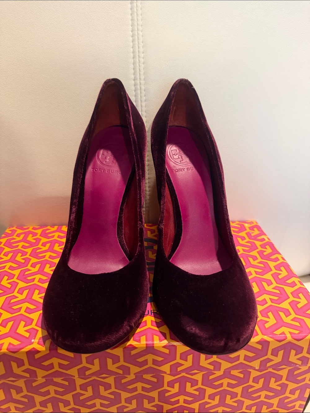 Tory Burch Velvet Block Heels - Picture 2 of 8